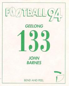 1994 Select AFL Stickers #133 John Barnes Back